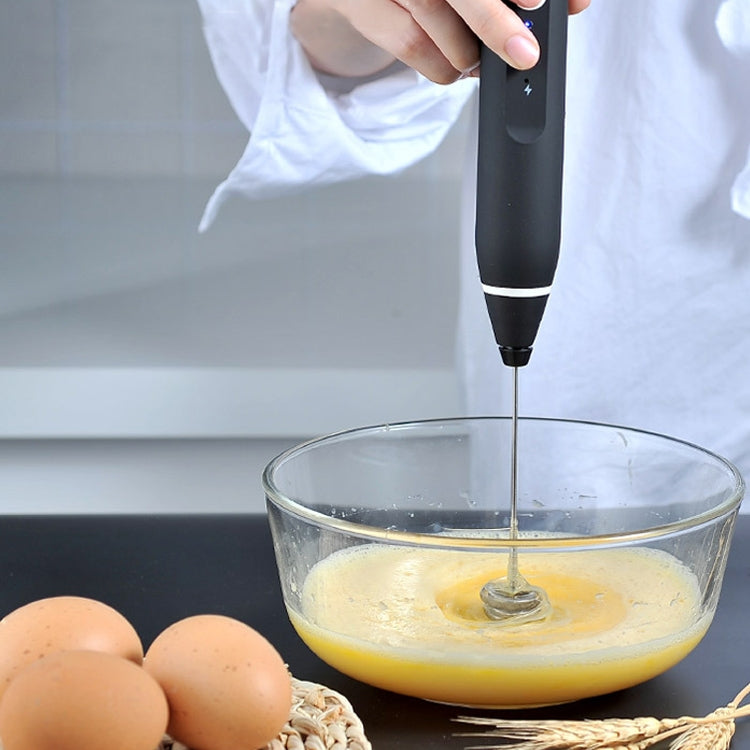 Kitchen Electric Hand-held Egg Beater Milk Coffee Mixer Stainless Steel Mini Handle Mixer(Black) - Stirrer & Squeezer by buy2fix | Online Shopping UK | buy2fix