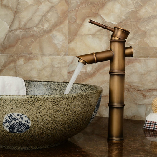 Antique Retro Hot Cold Water Bathroom Counter Basin Bamboo Waterfall Basin Copper Faucet, Specifications:Early 3 Knots - Faucets & Accessories by buy2fix | Online Shopping UK | buy2fix