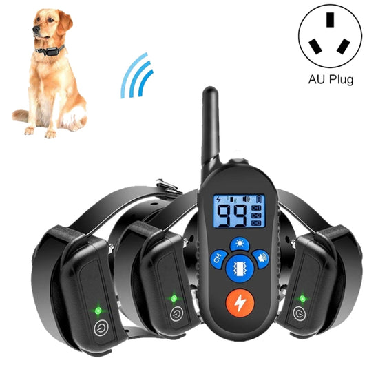 800m Remote Control Electric Shock Bark Stopper Vibration Warning Pet Supplies Electronic Waterproof Collar Dog Training Device, Style:556-3(AU Plug) - Training Aids by buy2fix | Online Shopping UK | buy2fix