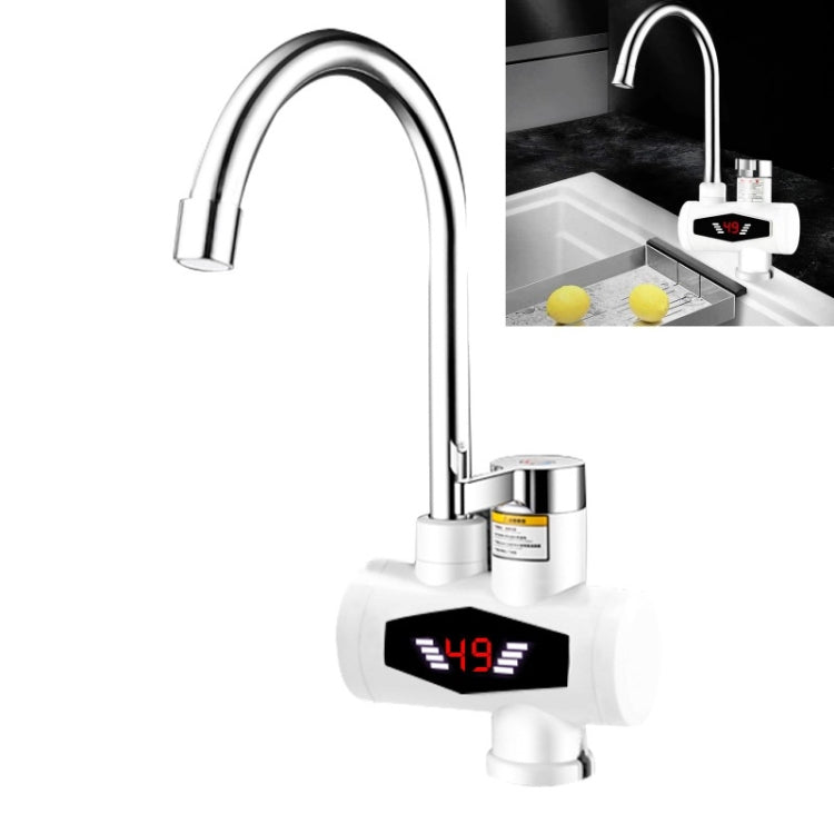 Dynamic Digital Display Instant Heating Electric Hot Water Faucet Kitchen&Domestic Hot&Cold Water Heater EU Plug, Style:Large Elbow - Faucets & Accessories by buy2fix | Online Shopping UK | buy2fix