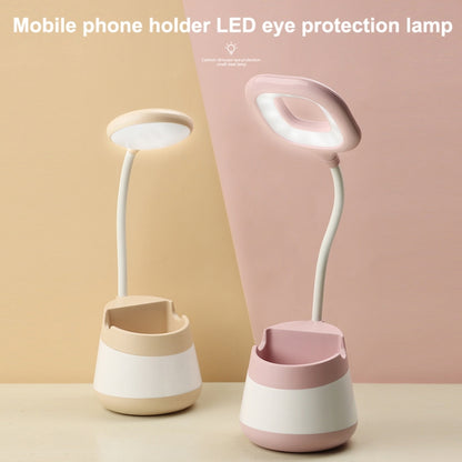 USB Charging LED Desk Light Eye Protection Lamp with Pen Holder and Phone Holder(CS276-4 Pink) - Desk Lamps by buy2fix | Online Shopping UK | buy2fix