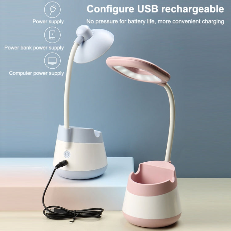 USB Charging LED Desk Light Eye Protection Lamp with Pen Holder and Phone Holder(CS276-3 Yellow) - Desk Lamps by buy2fix | Online Shopping UK | buy2fix