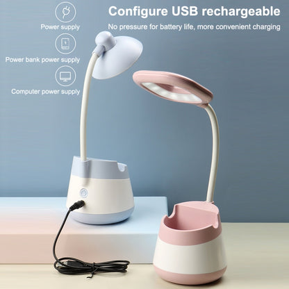 USB Charging LED Desk Light Eye Protection Lamp with Pen Holder and Phone Holder(CS276-3 Yellow) - Desk Lamps by buy2fix | Online Shopping UK | buy2fix