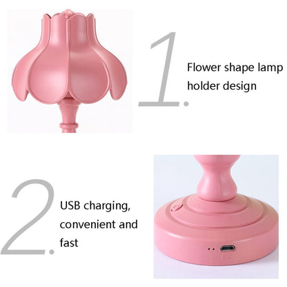 Retro Charging Table Lamp Bedroom Bed LED Eye Protection Light(LD04 Flower Hat Gray Green) - Bedside Light by buy2fix | Online Shopping UK | buy2fix