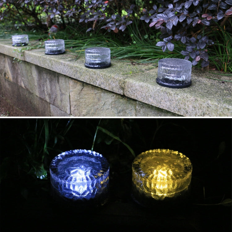 Outdoor Solar Buried Lamp Round Glass Floor Street Light Garden Ice Brick Waterproof Lamp(Warm Light) - Buried Lights by buy2fix | Online Shopping UK | buy2fix