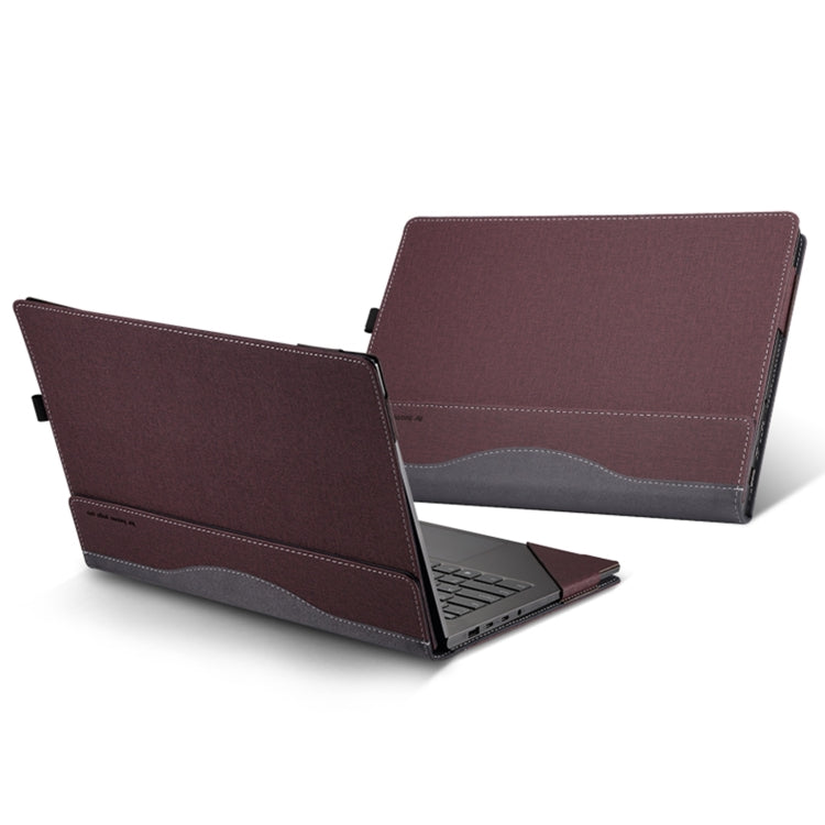 For Samsung Galaxy Book Flex 2020 15.6 inch Leather Laptop Anti-Fall Protective Case With Stand(Wine Red) - 15 inch by buy2fix | Online Shopping UK | buy2fix
