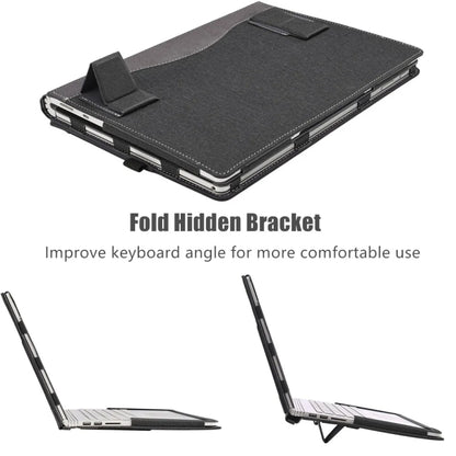 For Samsung Galaxy Book Pro 15.6 inch Leather Laptop Anti-Fall Protective Case With Stand(Black) - 15 inch by buy2fix | Online Shopping UK | buy2fix