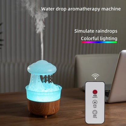 V50 Desktop Colorful Night Light Humidifier Wood Grain Water Drop Aroma Diffuser, Spec: UK Plug(Green) - Air Purifiers & Accessories by buy2fix | Online Shopping UK | buy2fix