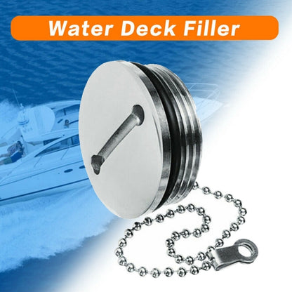 Stainless Steel Boat Deck Fill Filler Replacement Cap + Chain Boat Replacement Accessories - Marine Accessories & Parts by buy2fix | Online Shopping UK | buy2fix