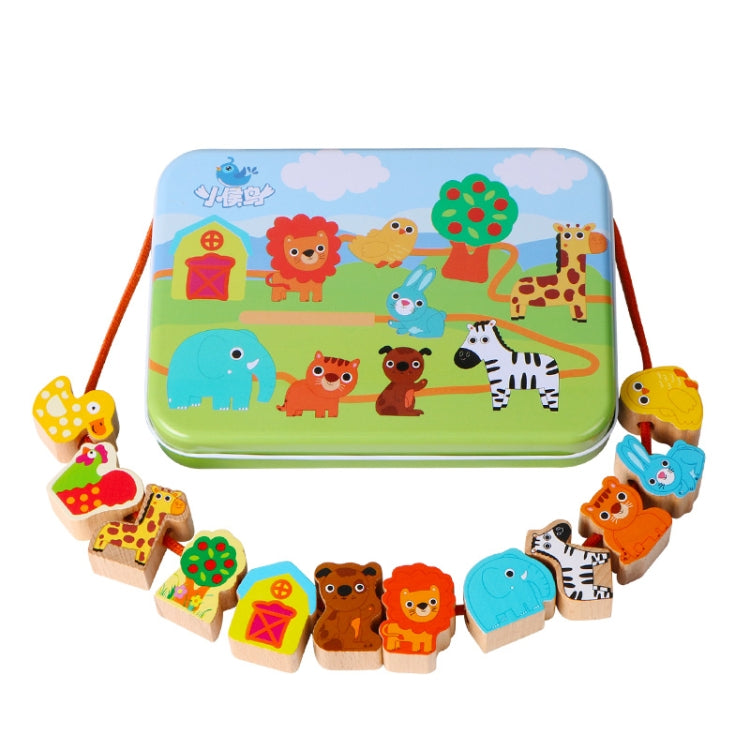 Wooden Toys Baby DIY Toy Cartoon Fruit Animal Stringing Threading Wooden Beads Toy(Transportation) - Early Education Toys by buy2fix | Online Shopping UK | buy2fix