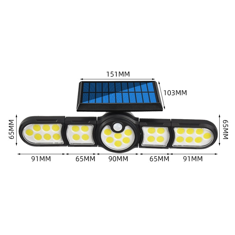 Garden Solar Wall Light Outdoor Waterproof Lawn Light Landscape Corridor Small Street Light, Spec: 5-Head 196 COB - Solar Lights by buy2fix | Online Shopping UK | buy2fix