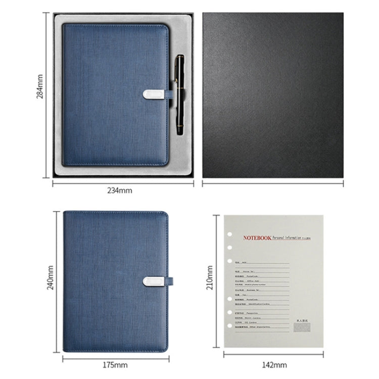 A5 Three-Dimensional Leather Pattern Notebook Set With 16GB U Disk, Specification: U Disk Style(Navy Blue) - Notebooks by buy2fix | Online Shopping UK | buy2fix