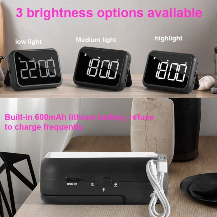 Rechargeable Large Screen LCD Electronic Timing Reminder Alarm Clock Kitchen Baking Timer(Black) - Digital Countdown by buy2fix | Online Shopping UK | buy2fix