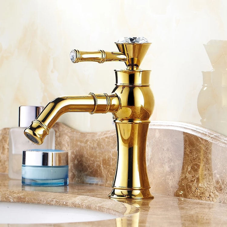 All Bronze Bathroom Basin Hot And Cold Water Faucet, Style: Gold Short Model - Faucets & Accessories by buy2fix | Online Shopping UK | buy2fix