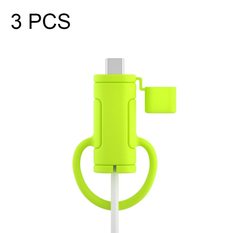 3 PCS Soft Washable Data Cable Silicone Case For Apple, Spec: Type-C (Mustard Green) - Cable Organizer by buy2fix | Online Shopping UK | buy2fix