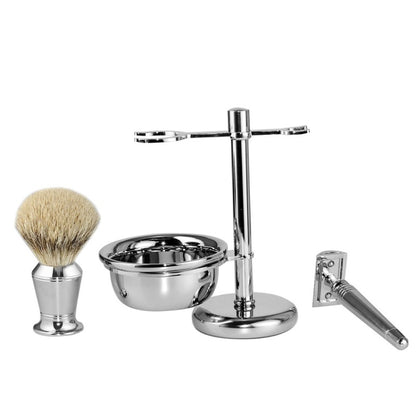 Men Manual Vintage Metal Shaver Stand Set(Silver) - Manual Razor by buy2fix | Online Shopping UK | buy2fix