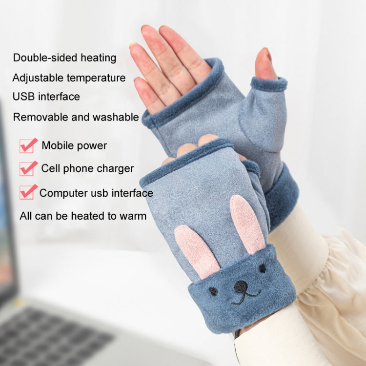 Winter USB Rechargeable Heated Half Palm Adult Gloves, Size: Free Size(Gray) - Safety Gloves by buy2fix | Online Shopping UK | buy2fix