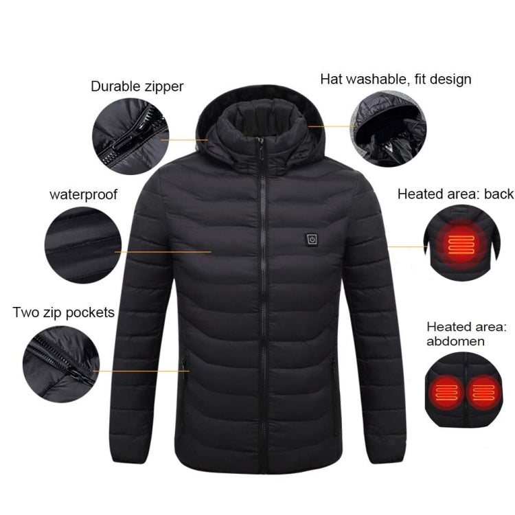 19 Zone 4 Control Blue USB Winter Electric Heated Jacket Warm Thermal Jacket, Size: S - Down Jackets by buy2fix | Online Shopping UK | buy2fix