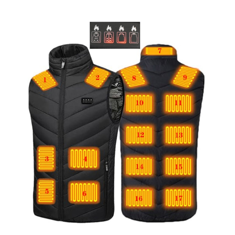 17 Area  4 Control Black USB Electric Heating Undershirt Intelligent Warm Vest(5XL) - Down Jackets by buy2fix | Online Shopping UK | buy2fix