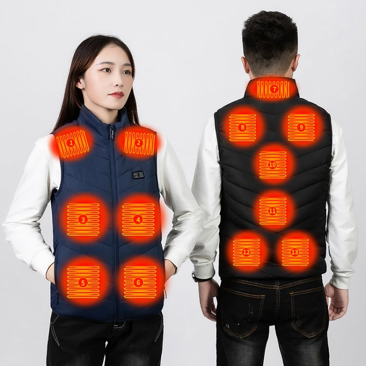 13  Area Double Control Black USB Electric Heating Undershirt Intelligent Warm Vest(3XL) - Down Jackets by buy2fix | Online Shopping UK | buy2fix