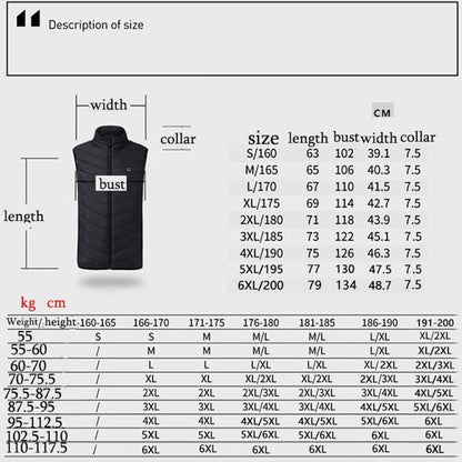 17 Area  4 Control Black USB Electric Heating Undershirt Intelligent Warm Vest(5XL) - Down Jackets by buy2fix | Online Shopping UK | buy2fix