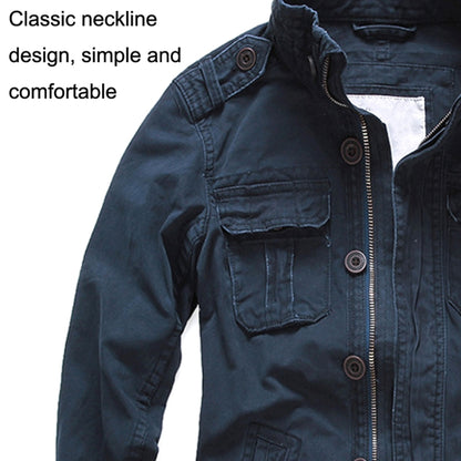 Autumn And Winter Middle Aged Men Jacket Casual Workers Dress Denim Jackets Clothes, Size: L(Deep Army Green) - Loose Coat by buy2fix | Online Shopping UK | buy2fix