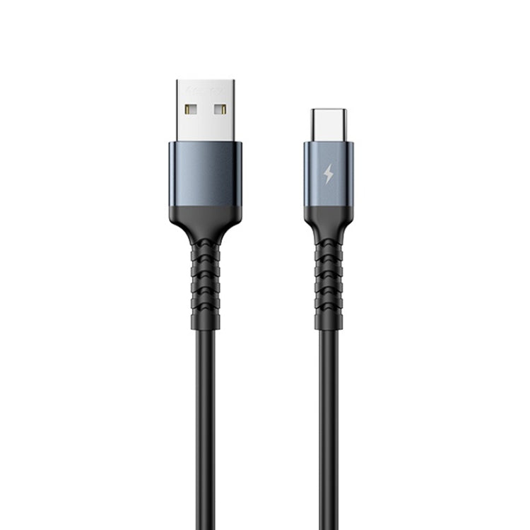 REMAX RC-C008 USB To  USB-C/Type-C  2.4A TPE Soft Anti-breakage Data Cable,Length 1m(Black) - USB-C & Type-C Cable by REMAX | Online Shopping UK | buy2fix