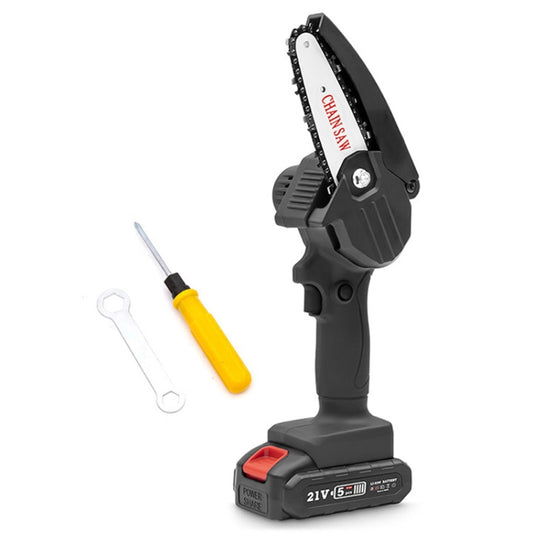 HILDA Rechargeable Cordless Mini Electrical Chain Saw Logging Tools Plastic Package, Model: EU Plug With 1 Battery Black - Electric Saws & Accessories by HILDA | Online Shopping UK | buy2fix