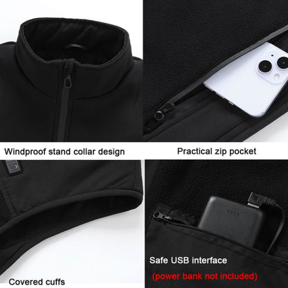 Heated Vest USB Charging Smart Heating Clothing 13 Zones Heating 3 Switch Control, Size: 4XL/5XL/6XL(Black) - Loose Coat by buy2fix | Online Shopping UK | buy2fix