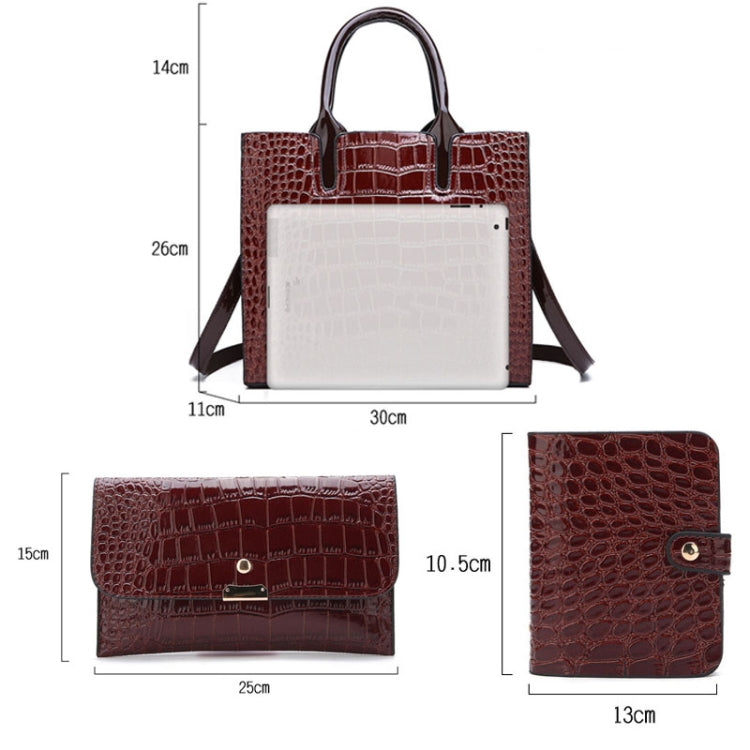 3-in-1 Women Handbag Simple Versatile Crocodile Pattern Large Shoulder Bag(Red) - Handbags by buy2fix | Online Shopping UK | buy2fix