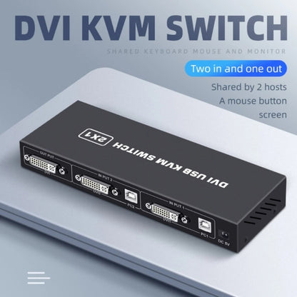 4K DVI USB KVM Switch DVI 2 In 1 Out Adapter Two Computer Shared Switcher Hub(Black) - Switch by buy2fix | Online Shopping UK | buy2fix