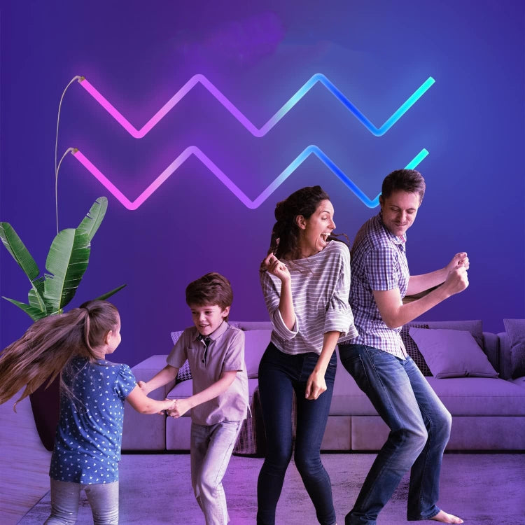 4pcs+3 Corners Bluetooth 12V RGBIC Splicing Wall Light Intelligent Remote Control Indoor Decorative Ambient Lights(EU Plug) - Novelty Lighting by buy2fix | Online Shopping UK | buy2fix
