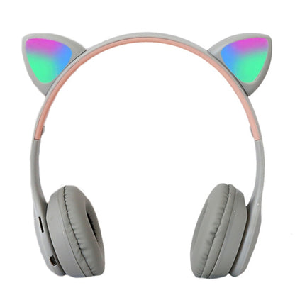 P47M LED Light-emitting Cat Ears Gaming Bluetooth Wireless Headset(Light Grey) - Headset & Headphone by buy2fix | Online Shopping UK | buy2fix