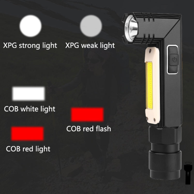 XPG+COB Red White Light USB Rechargeable Folding Strong Light Flashlight, Style: 3189B Small With Headlight Belt - Headlamp by buy2fix | Online Shopping UK | buy2fix