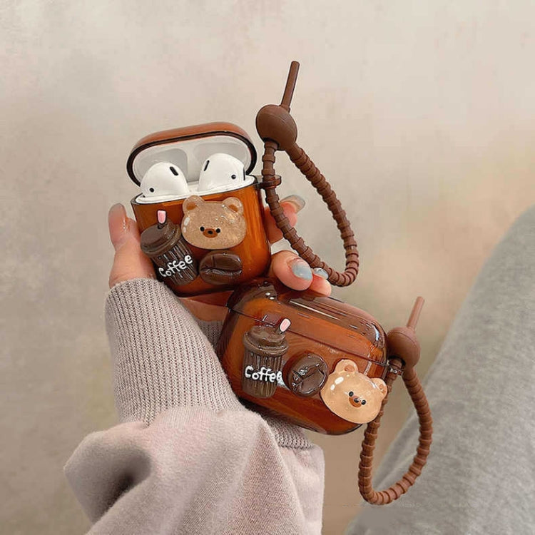 For AirPods Pro Cartoon 3D Coffee Bear Headphones Case Protective Shell Cover - For AirPods Pro by buy2fix | Online Shopping UK | buy2fix