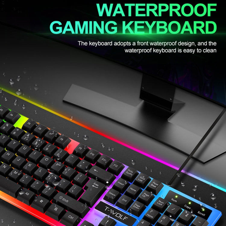 T-WOLF TF230 Colorful Light Effect Game Office Computer Wired Keyboard and Mouse Kit(White) - Wired Keyboard by T-WOLF | Online Shopping UK | buy2fix