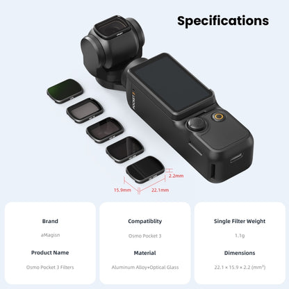 For DJI Osmo Pocket 3 aMagisn HD Double Sided Coated Filters Sports Camera Protective Goggles, Style: ND16+ND64+ND256 + CPL - Lens Accessories by aMagisn | Online Shopping UK | buy2fix