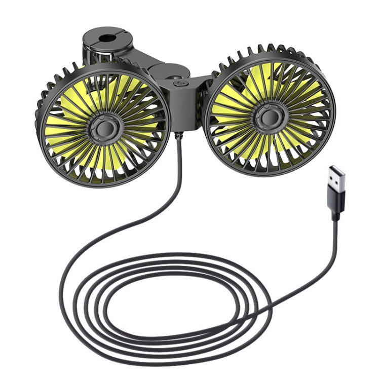 SUITU F4208 Car Cooling Fan Vehicle Rear Seatback USB Dual-Head Electrical Fan(Yellow And Black) - Heating & Fans by SUITU | Online Shopping UK | buy2fix