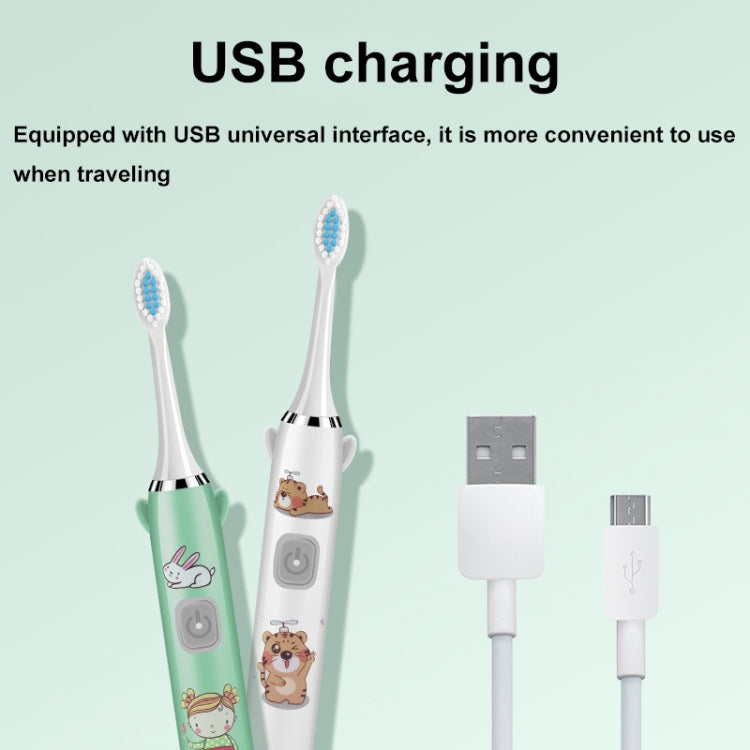 USB Charging Fully Automatic Ultrasonic Cartoon Children Electric Toothbrush, Color: Blue with 6 Heads - Toothbrushes by buy2fix | Online Shopping UK | buy2fix