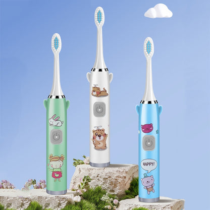 USB Charging Fully Automatic Ultrasonic Cartoon Children Electric Toothbrush, Color: Blue with 6 Heads - Toothbrushes by buy2fix | Online Shopping UK | buy2fix