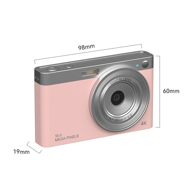 50 MP HD Camera 4K Video Retro Vlog Self-Shooting Camera(Pink) - Video Cameras by buy2fix | Online Shopping UK | buy2fix