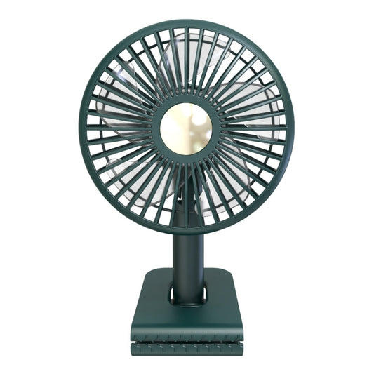 Car Clip-On Rechargeable Electric Oscillating Head Fan With Light(Dark Green) - Heating & Fans by buy2fix | Online Shopping UK | buy2fix