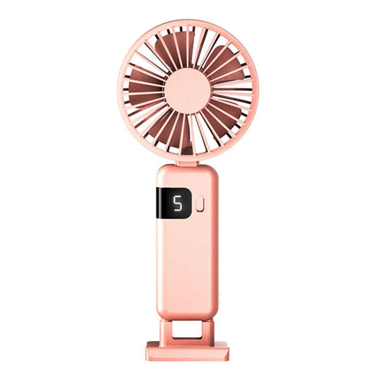 Portable Digital Display Hanging Neck Mute Small Fan USB Charging Handheld Foldable Fan(Pink) - Electric Fans by buy2fix | Online Shopping UK | buy2fix