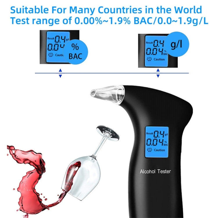 LCD Detector Backlight Light Breath Alcohol Tester, Specification: With 4 Mouthpieces Box - Breath Alcohol Tester by buy2fix | Online Shopping UK | buy2fix