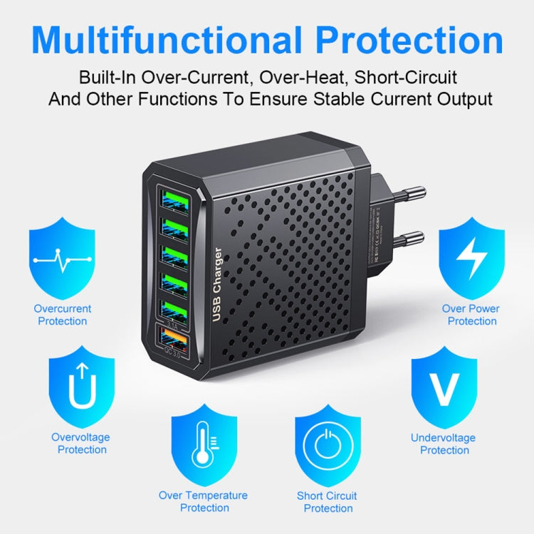 6-Ports Multifunctional Quick Charging USB Travel Charger Power Adapter, Model: Black US Plug - USB Charger by buy2fix | Online Shopping UK | buy2fix