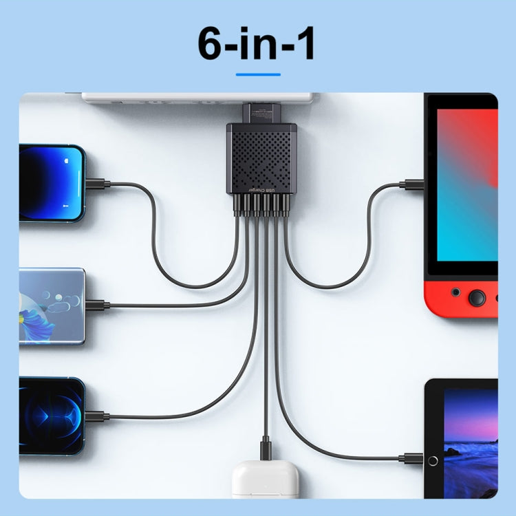 6-Ports Multifunctional Quick Charging USB Travel Charger Power Adapter, Model: Black AU Plug - USB Charger by buy2fix | Online Shopping UK | buy2fix