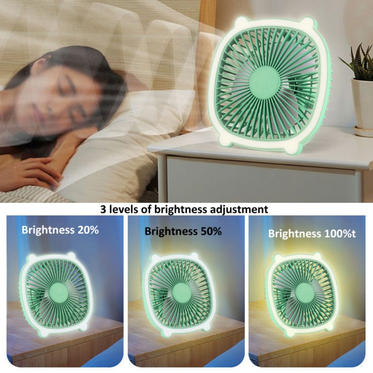 Rechargeable Table Fan With Reading LED Light  3 Wind Speed Adjustment(Green) - Electric Fans by buy2fix | Online Shopping UK | buy2fix