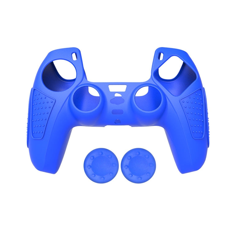 For PS5 Gamepad Silicone Protective Case Anti-Skid Soft Silicone Cover, Color: Blue+2 Hats - Cases by buy2fix | Online Shopping UK | buy2fix