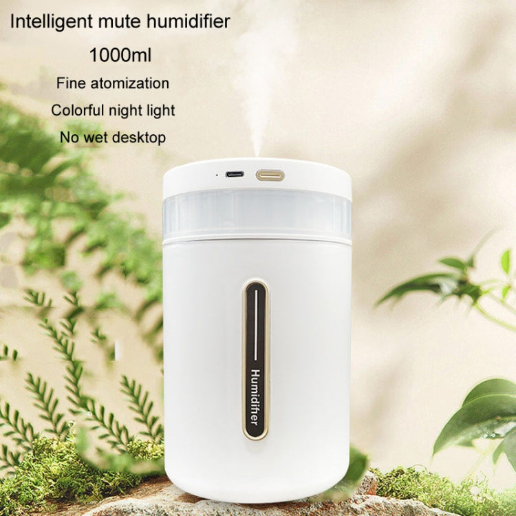 1L Home Humidifier Large Capacity Desk Aroma Mute Ambient Light Humidifier Charging Model(White) - Air Purifiers & Accessories by buy2fix | Online Shopping UK | buy2fix