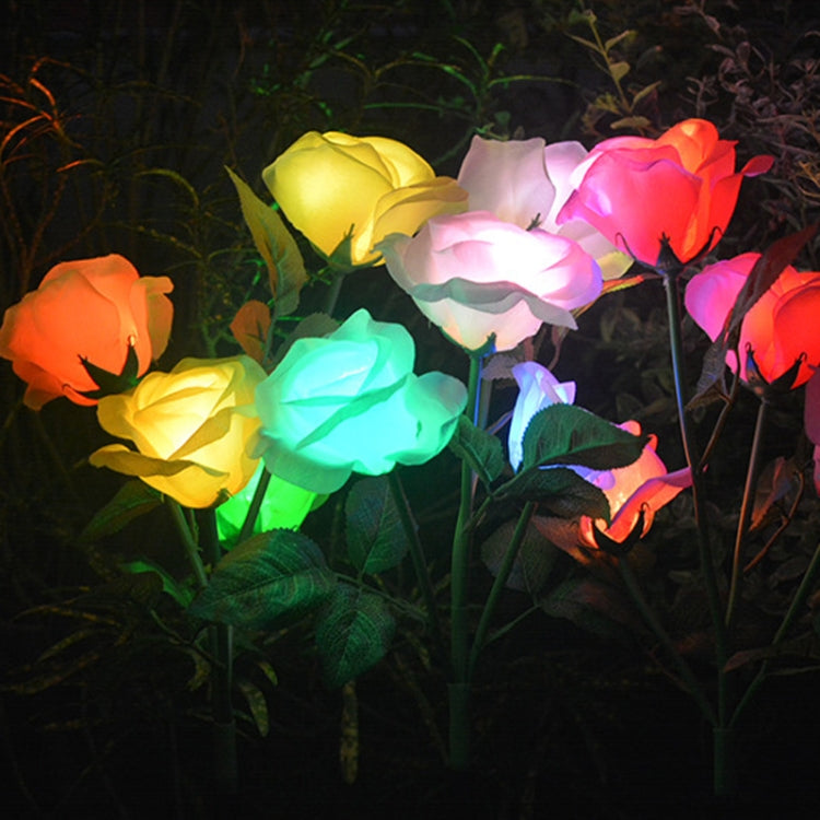 Solar Simulation Rose Flower Light Ground Insert Color Garden Lawn Lights(Random Color Delivery) - Solar Lights by buy2fix | Online Shopping UK | buy2fix